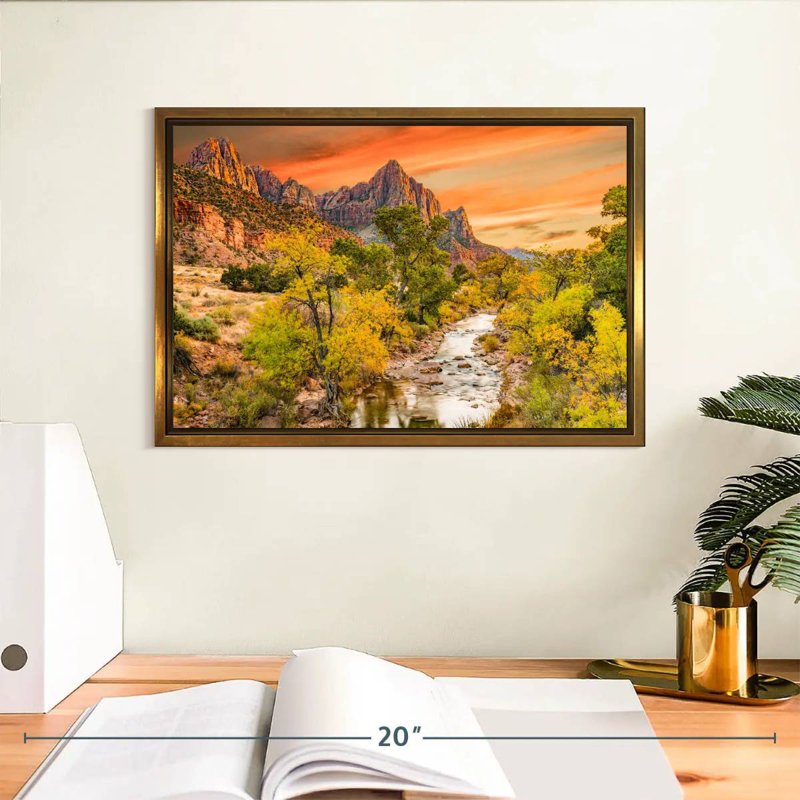 Automne à la pointe Watchman, Cadre flottant doré, 13 po x 9 po