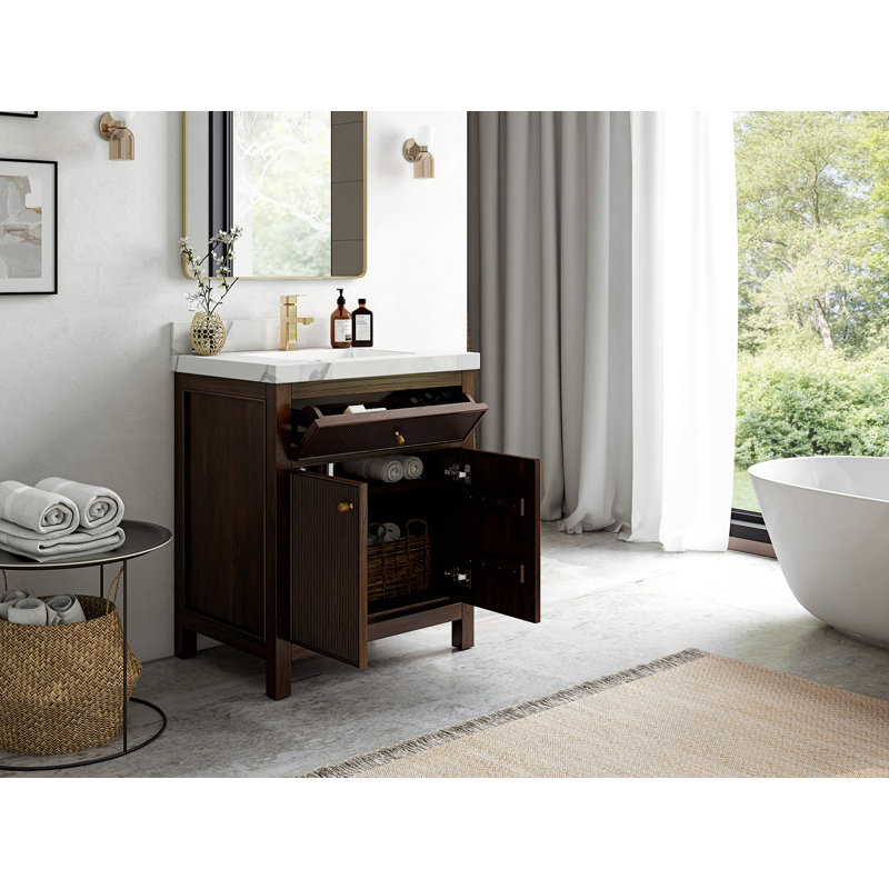 Teck 30 po Sonoma X P 22 po D Meuble-lavabo simple, Gris perle