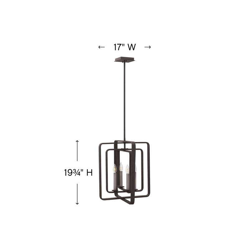 Quentin 4 - Light Unique / Statement Rectangle / Square Chandelier