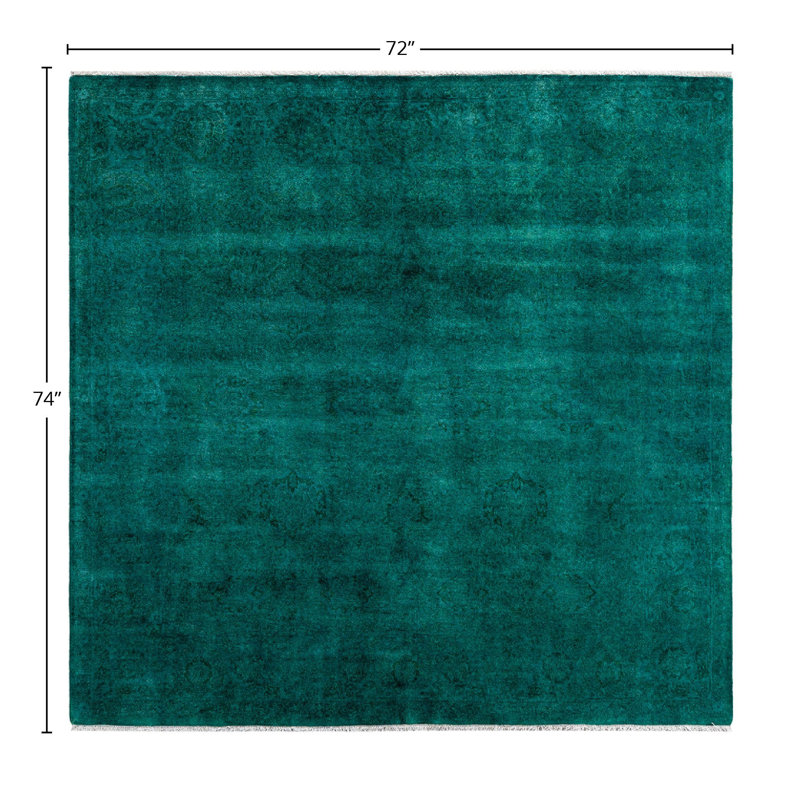 Tapis bleu / vert Overyed One-of-a-Kind 6 pi x 6 pi 2 po