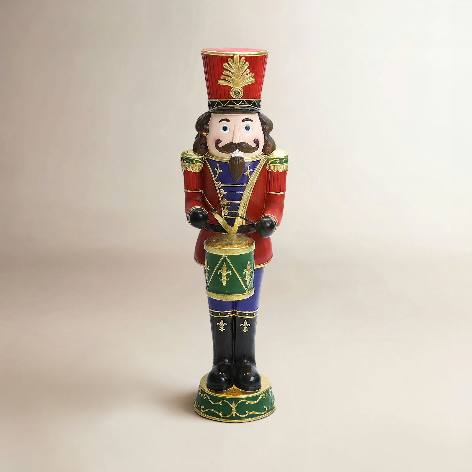 Traditional Nutcracker Drummer Soldier Holiday Decoration with Lights, 48.03" H x 14.96" W 14.17" D