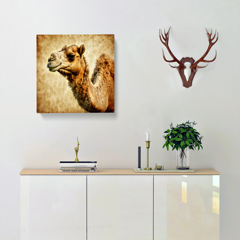 Camel Grunge Art - Wrapped Canvas, 50cm H x 50cm W x 3cm D