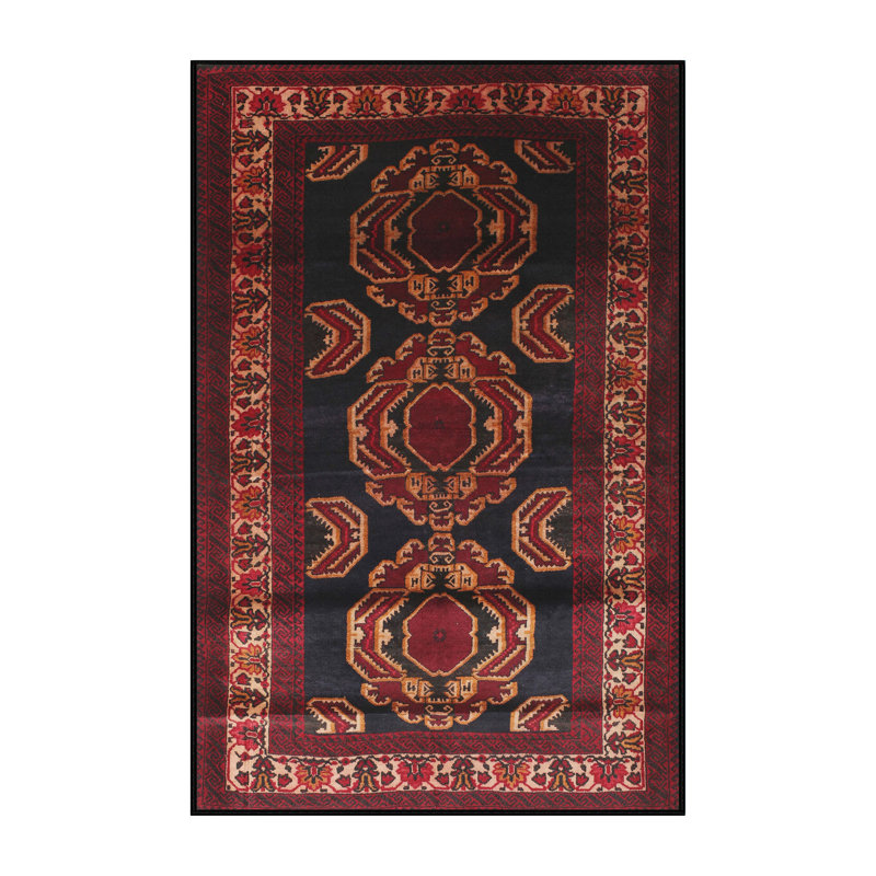 Tapis brun / rouge traditionnel, Rectangle 2 pi x 3 pi