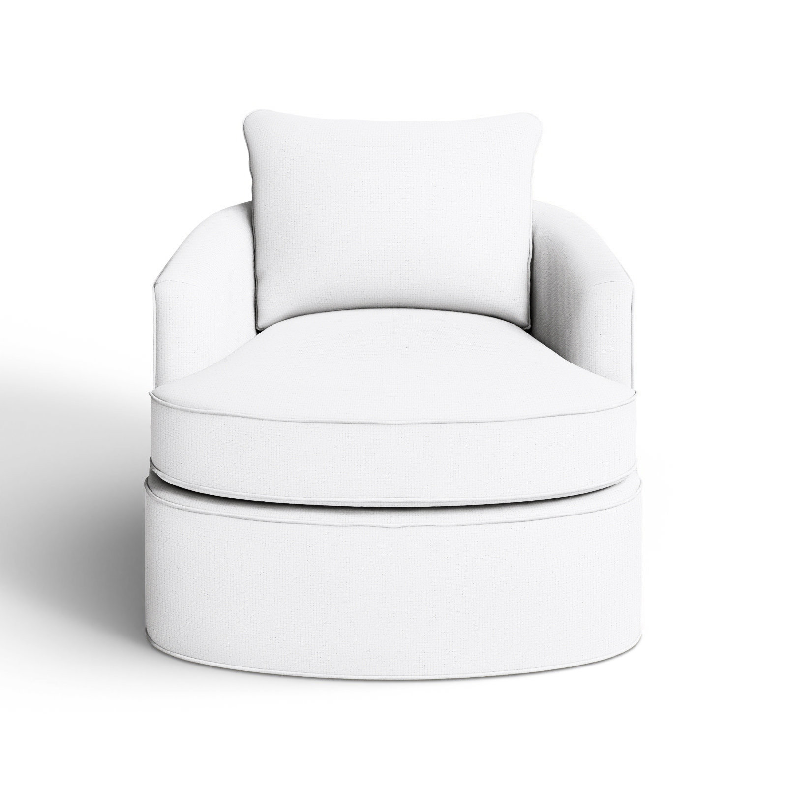 Mills Upholstered Swivel Barrel Chair, Ida White