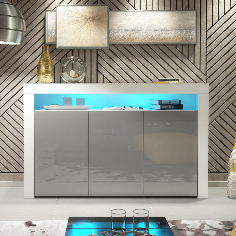 Argyro 393.7cm Sideboard, White Grey