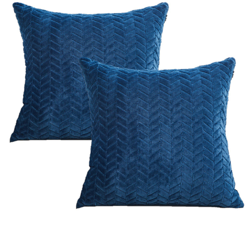 Housse de coussin en velours Velvet Leaves, Marine