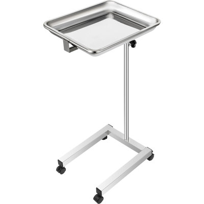 Chariot de laboratoire, support à plateau de mayonnaise en acier inoxydable 45,7 x 35,6 cm, hauteur réglable de 81 à 130 cm, plateau amovible et 4 roues multidirectionnelles, idéal pour le matériel domestique et les déplacements personnels.