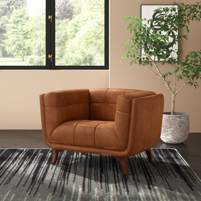 Martyn Modern Chesterfield Full Grain Italian Leather Accent Armchair