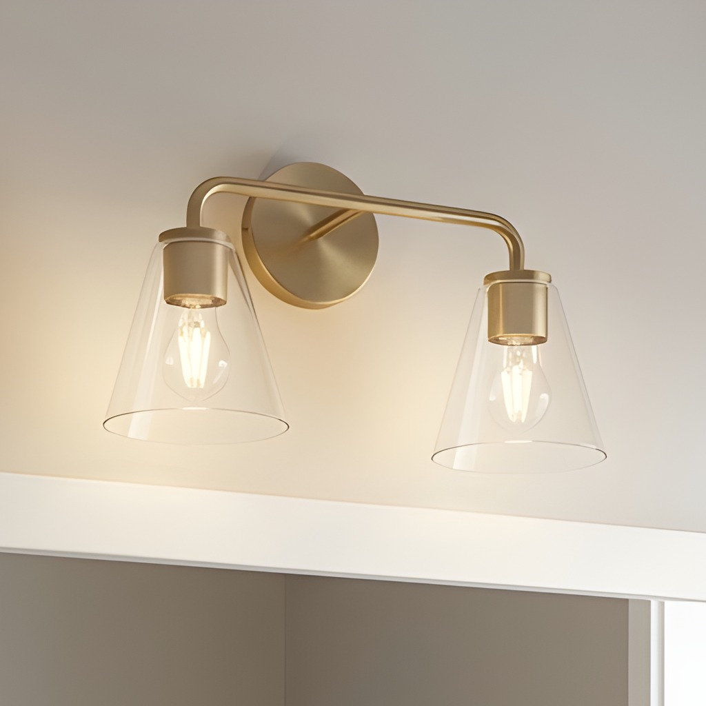 Nabi Vanity Light, Clear, Satin Brass, 2