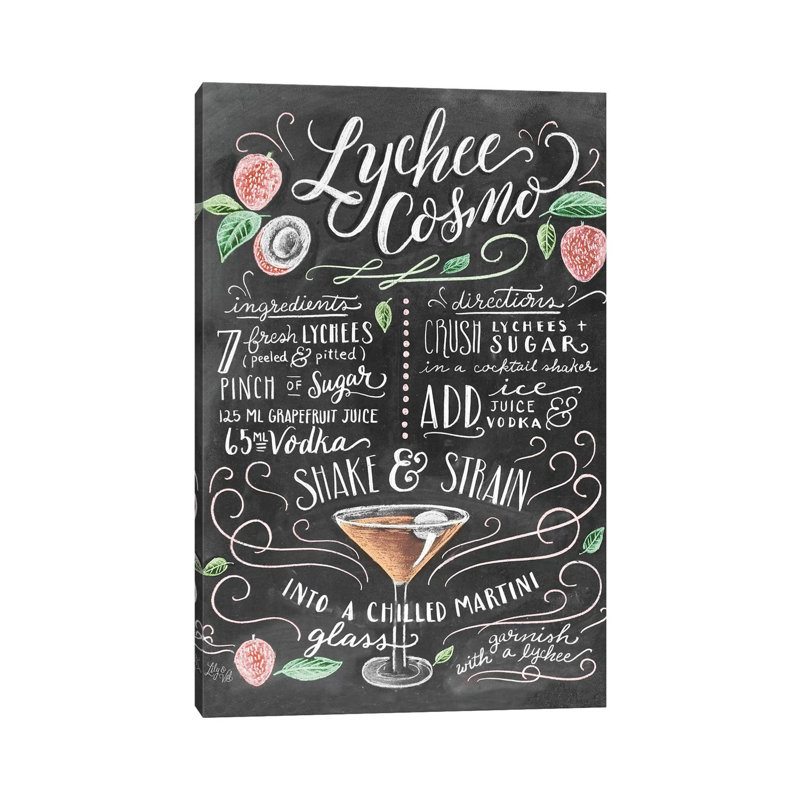 Recette Lychee Cosmo, H 12 po x l 8 po x P 0,75 po