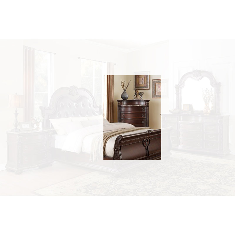 Commode 5 tiroirs Axxel, Cerise foncée