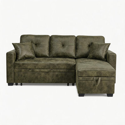 71" Reversible Sleeper Sectional with Pull-Out Bed & Storage