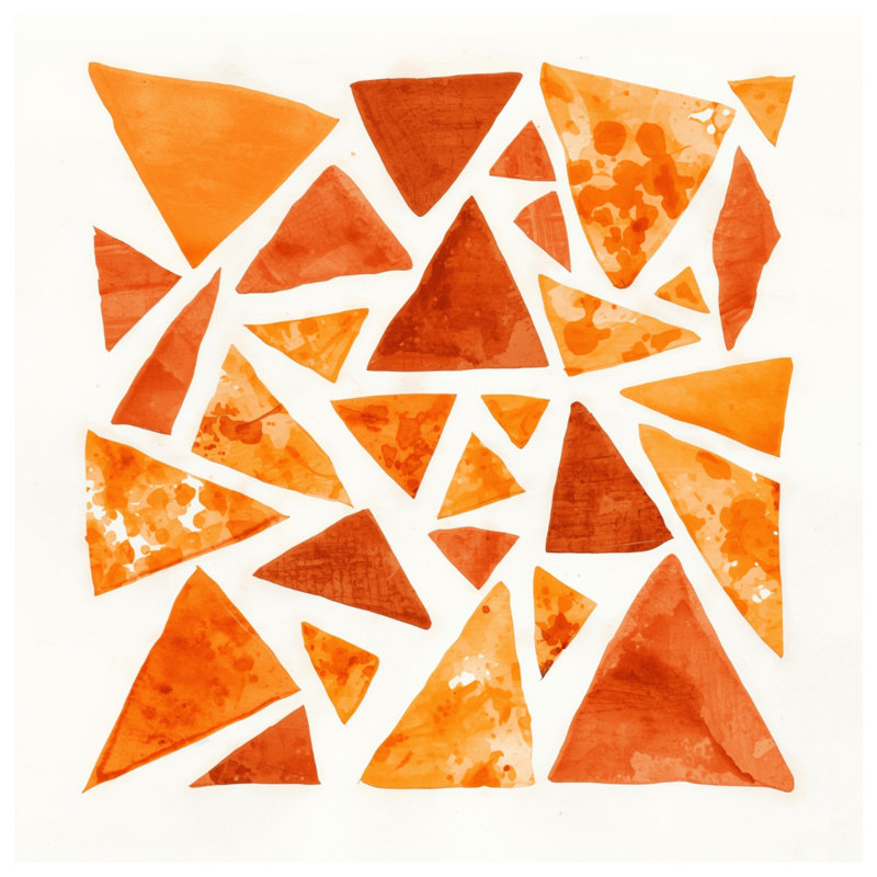 Tapisserie murale orange à formes triangulaires - Décoration murale géométrique, H 104 po x 88 avec 4 œillets