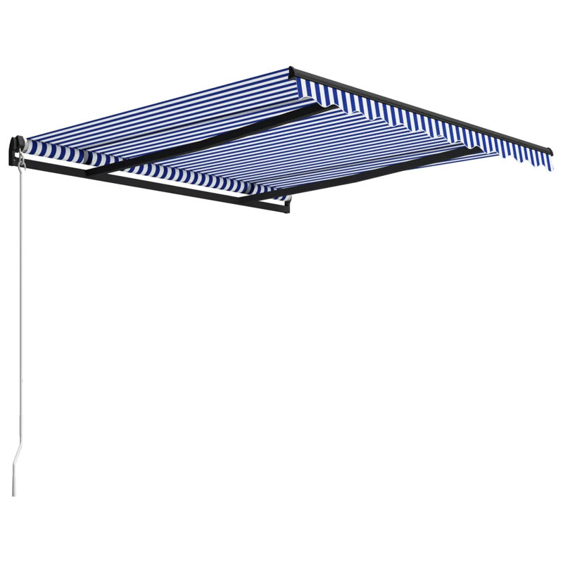 Dakota Fields Anthracite Cover Retractable Patio Awning, Blue/White, 2.5m W x 3.5m L