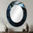 Blue Stylish Dark Geometric Elegance - Large Oval Wall Mirror On Metal-2024474192
