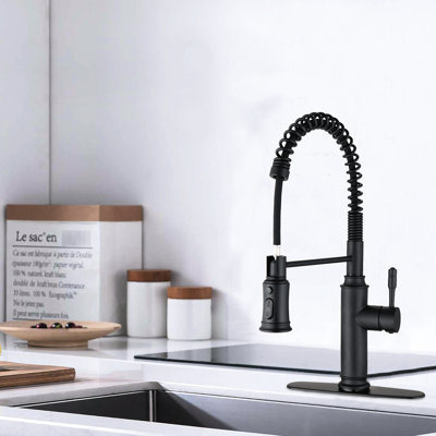 Touch Kitchen Faucet With Pull Down - Stainless Steel Matte Black Finish, 360 Rotating Nozzle For All-Around Sink Cleaning Practice, Corrosion And Rust Proof Quality, Simple Water Temperature Flow