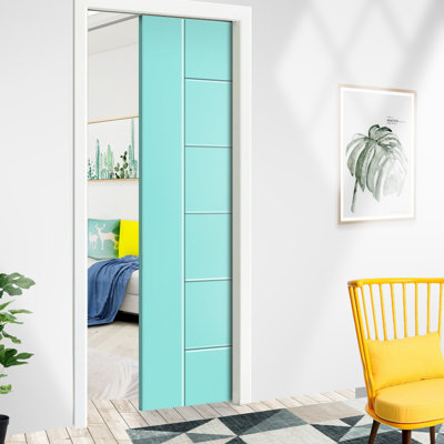 80'' Hollow Paneled Painted without Installation Hardware Kit Sliding Closet Doors