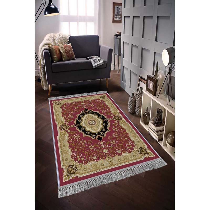 Luxurious Velvet Area Rug (4.6 x 7.2 ft), 100% Antibacterial Fabric, Non-Slip Cotton Backing, Pile Height: 0.4 in | Machine Washable, 3D Digital Print Design | Perfect for Living Room & Bedroom Decor, Soft & Durable