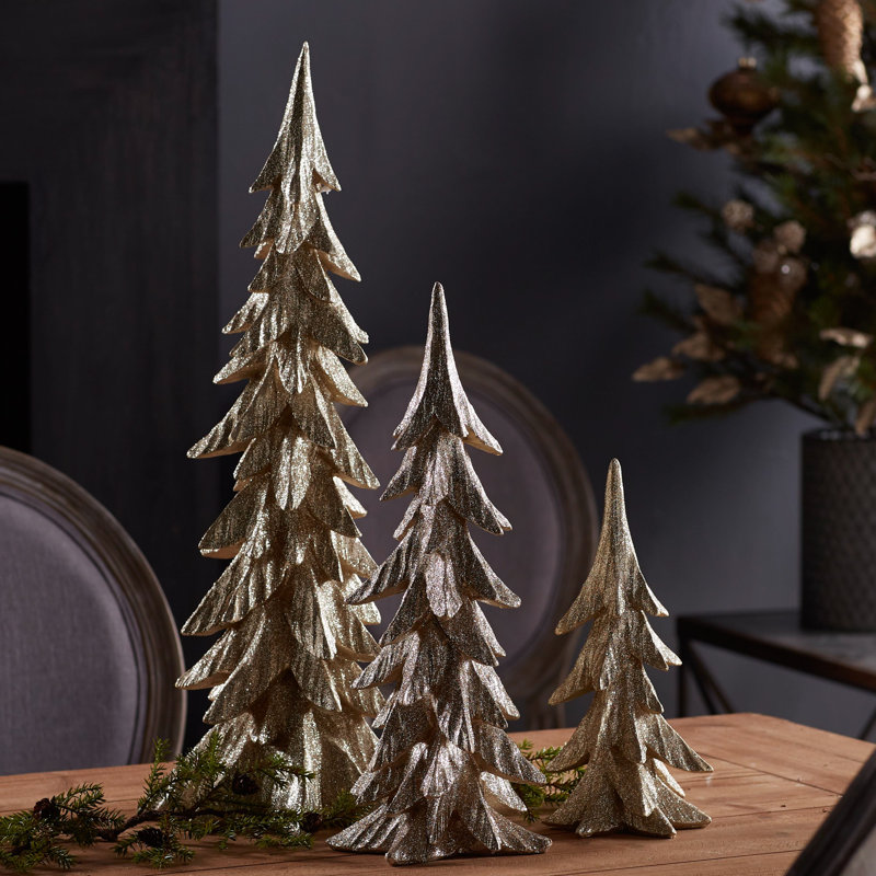 Ensemble d'arbres en résine 3 pièces, Doré