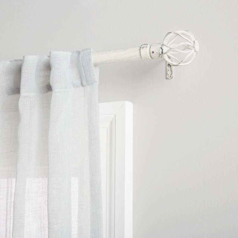 Adjustable Single Curtain Rod, White