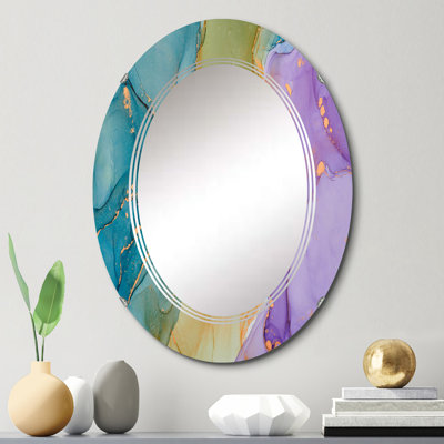 Miroir mural moderne bleu et mauve liquide