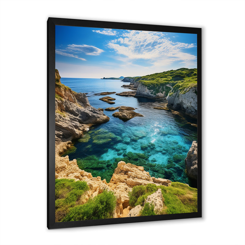 Espagne sérénité côtière à Menorcain - Décoration murale nautique et plage, Cadre photo noir, H 44 po x l 34 po x P 1,5 po