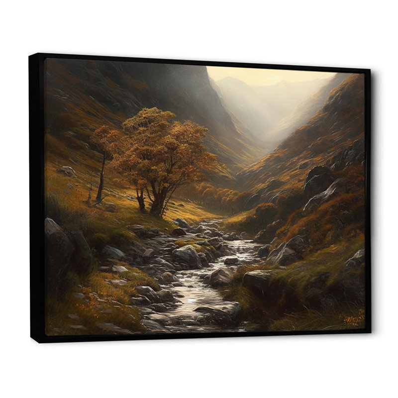 Tranquil Fields sur impression sur toile, H 24 po x l 32 po x P 1 po, Cadre flottant noir