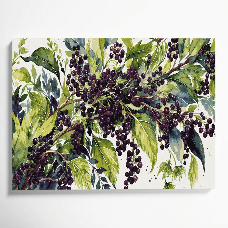 Art mural sur toile vert botanique sureau, H 11 po x l 14 po