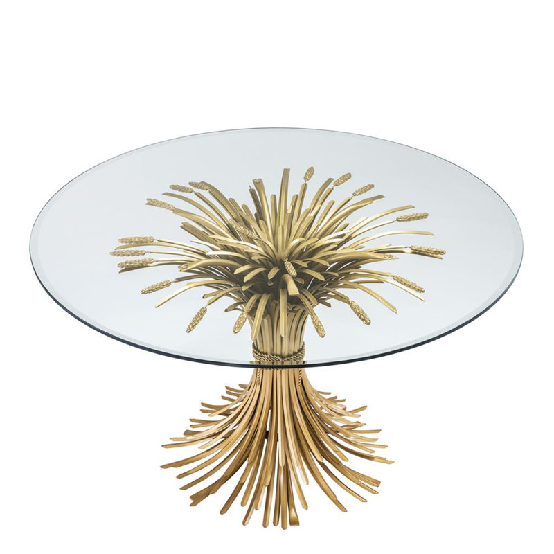 Bonheur Round Glass Top Metal Base Dining Table
