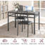 Ensemble de salle à manger rectangulaire 5 pièces pour 4, chaises rembourrées modernes, peu encombrantes pour les appartements, gris