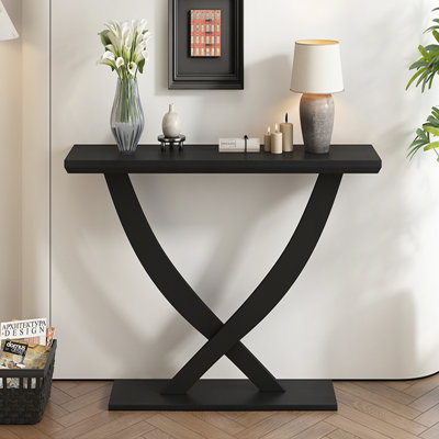 Console moderne de 57 po avec pieds croisés, fabrication robuste et grande surface, parfaite pour le salon ou la chambre à coucher