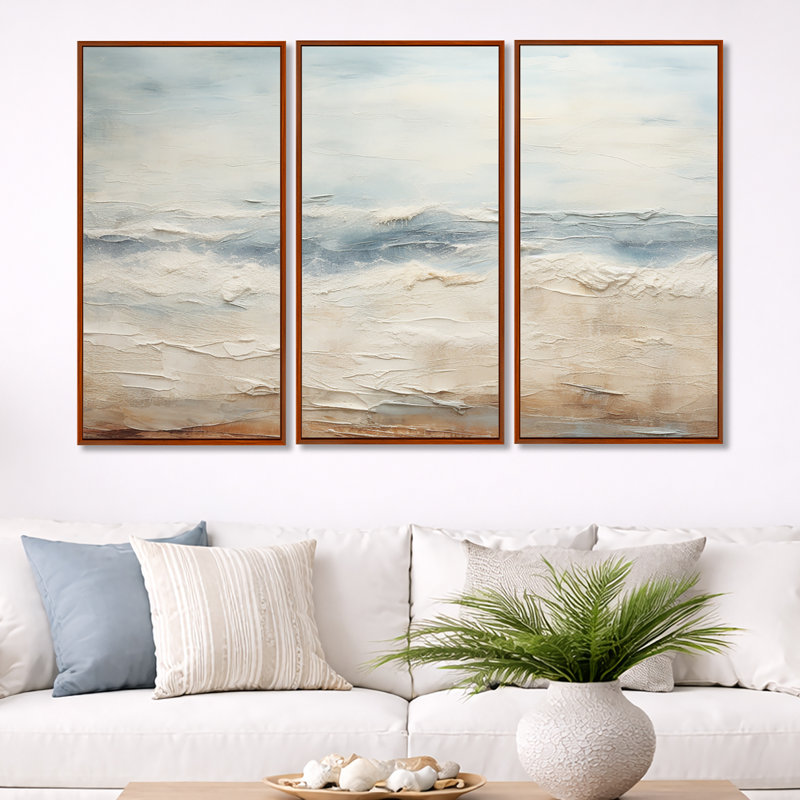 Rasch - ensemble d'art mural océan côtier, H 40 po x l 60 po x P 1 po, Brown Floater Framed
