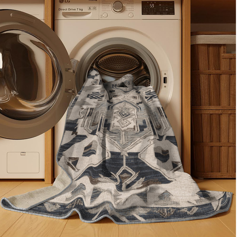 Tapis turc gris lavable à la machine, Rectangulaire 2 pi x 3 pi