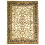 Hand Knotted Wool Area Rug in Beige And Black