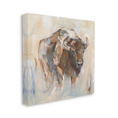 «Country Bison Abstract Brush Strokes» par Ethan Harper - peinture sur toile tendue