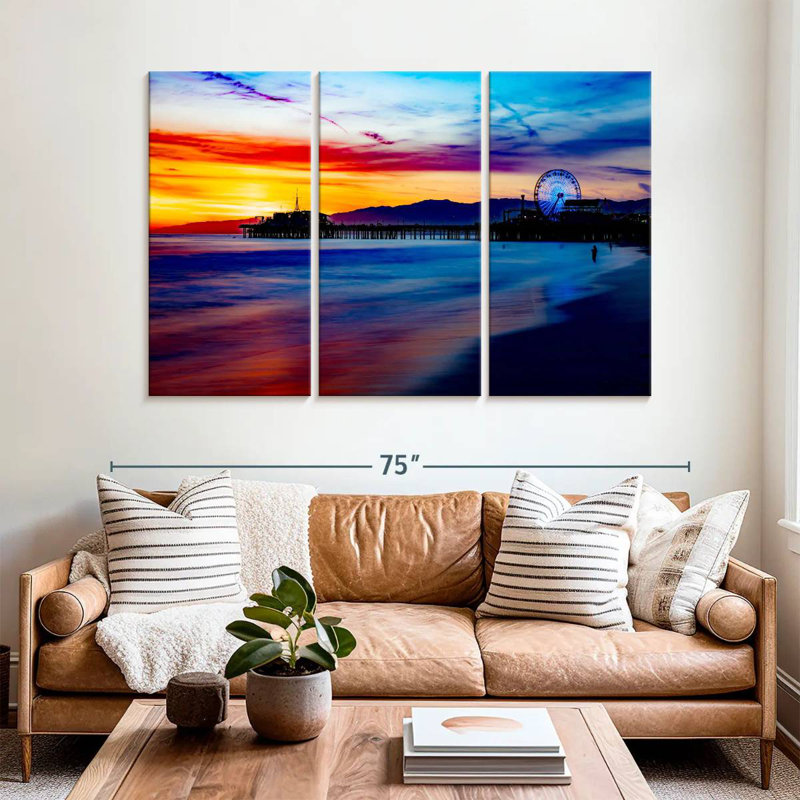 Gillard, Santa Monica, jetée, ciel, coucher de soleil, H 42 po x l 65 po