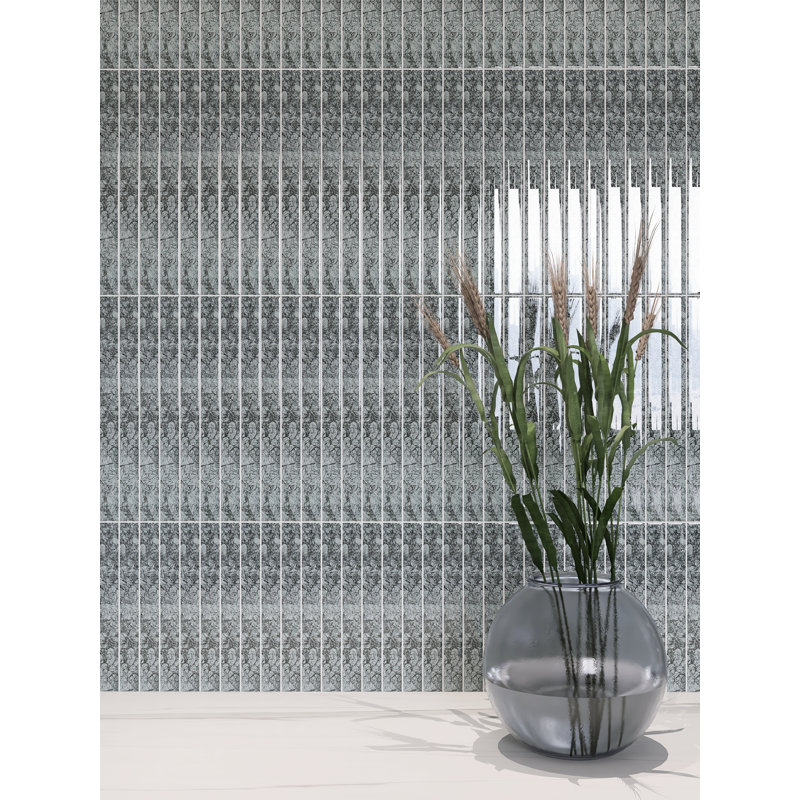 Pencil 12'' x 1'' Glass Border Tile, Silver