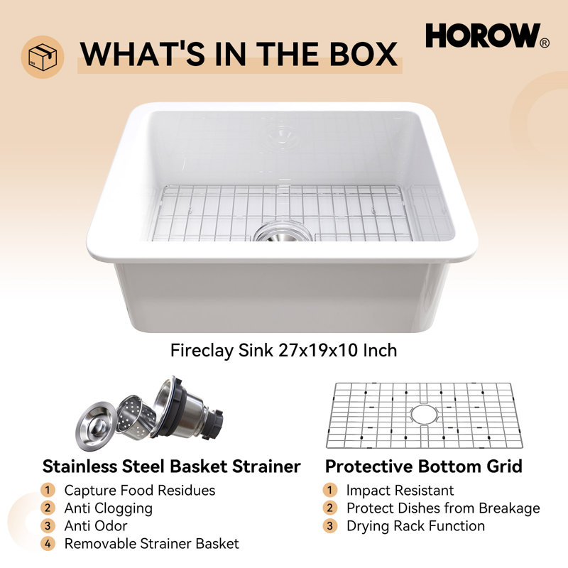 White Fireclay 27 in. Single Bowl Farmhouse Drop-in Sink