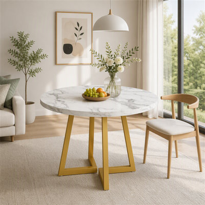 31.5" Dining Table, Industrial Kitchen Dinner Table with Metal Base