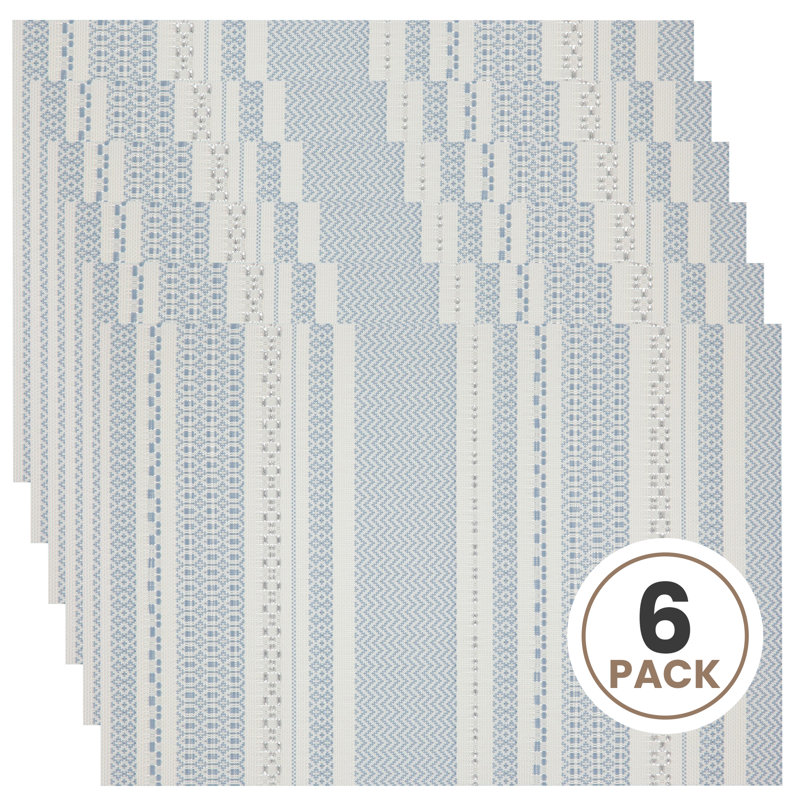 Ensemble de 6 napperons résistants à la chaleur de 12 po x 18 po Placemats, Bleu