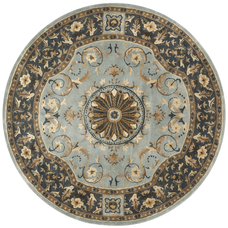 Tapis oriental en laine touffeté à la main Latarra, Rond 3 pi 6 po