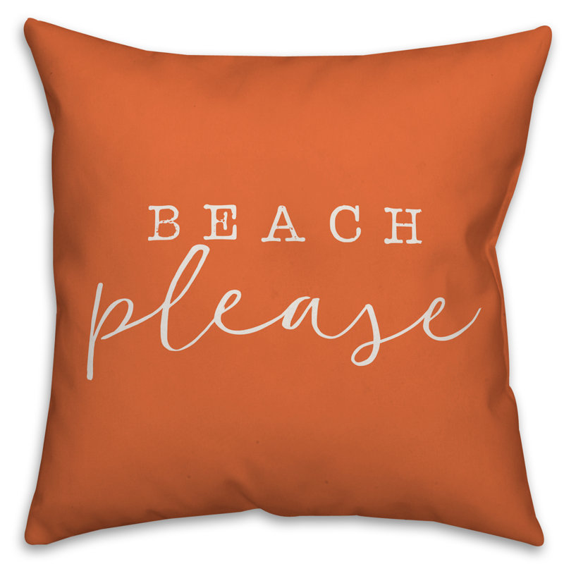 Textual Outdoor Throw Pillow, 20" H x 20" W, Orange