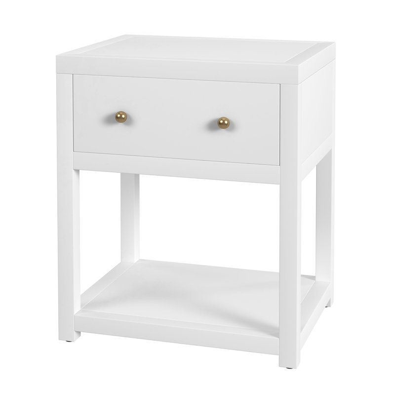Nora 21 in. W Wood 1 Drawer Small Nightstand with Shelf, Smooth White
