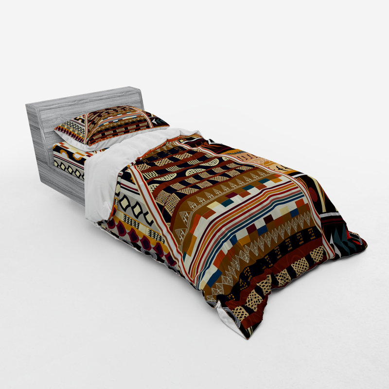 Rustic Polyester Geometric Shapes Duvet Cover, Twin Duvet Cover + 2 Additional Pieces