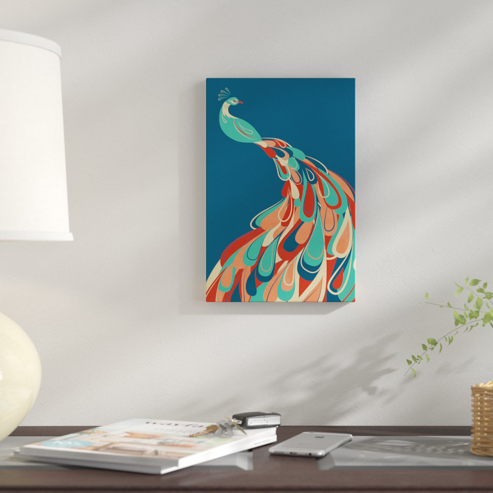 East Urban Home 'Peacock' Graphic Art Print on Canvas | Wayfair