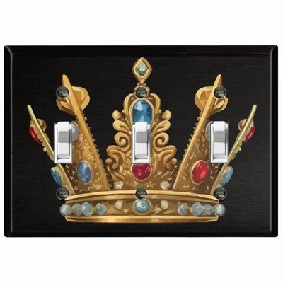 Plaque murale standard à 3 interrupteurs à bascule Elegant Jewel Crown
