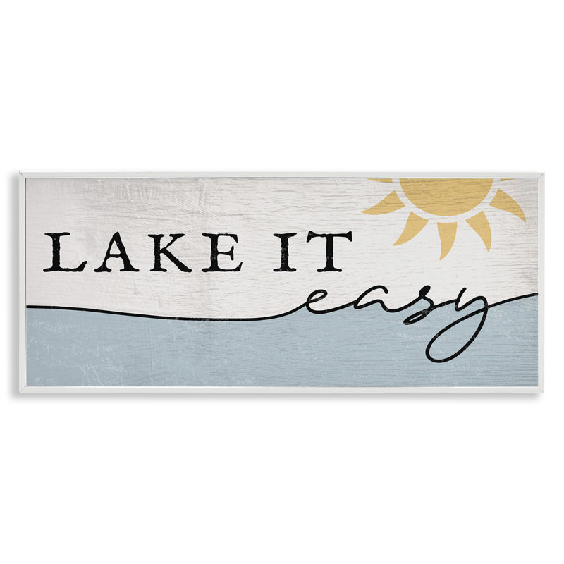 «Nautical Pun Lake It Easy», eau ensoleillée, H 13 po x l 30 po, Giclée encadrée blanc bord de mer
