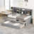 Twin Size Wooden Bed With Built-In Shelves, 3 Storage Compartments & Trundle In Grey Finish Twin-Size Captain Bookcases, Large Drawers-2002582768-2002582775