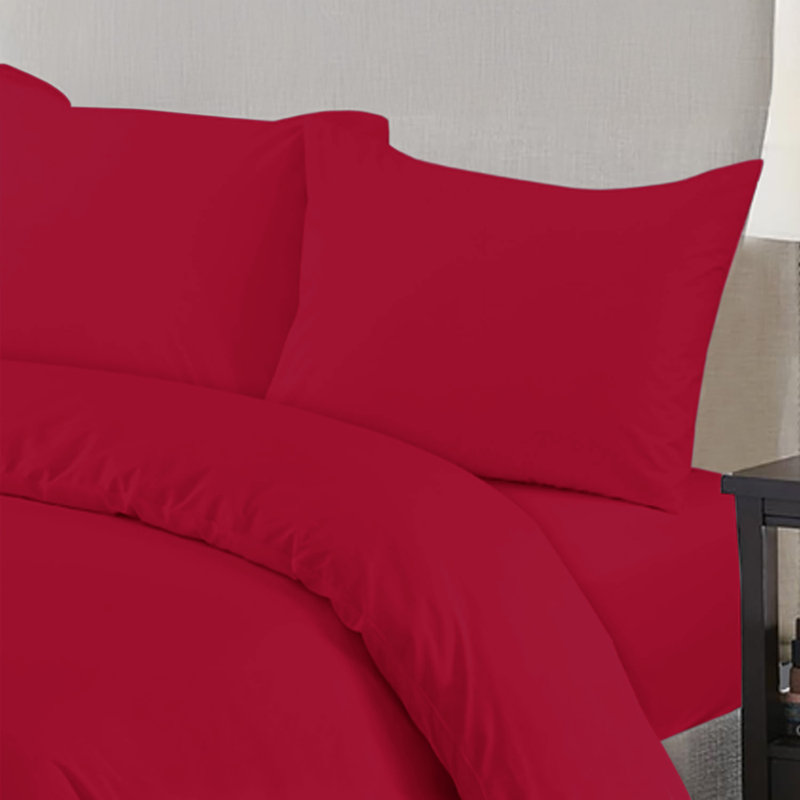 Microfiber Duvet Cover Set Set, Burgundy, Kingsize Duvet Cover Set + 3 Additional Pieces