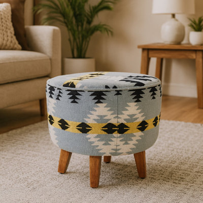 Kornegay 45cm Wide Round Geometric Footstool Ottoman